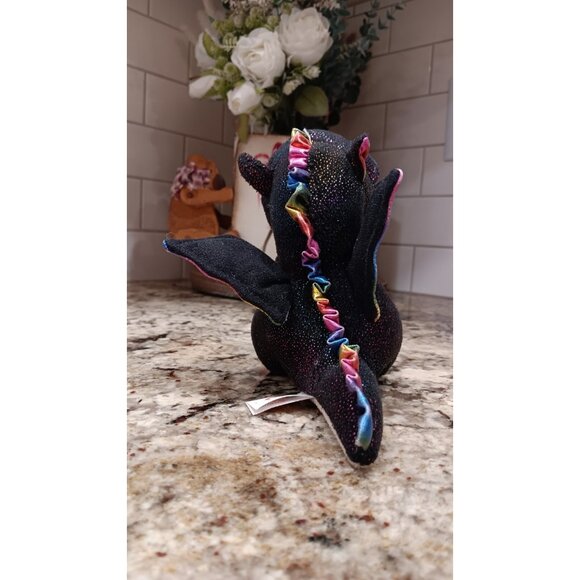 TY Dragon Anora Black Plush Stuffed Animal Cute Sparkly Rainbow Collectable - Picture 5 of 13